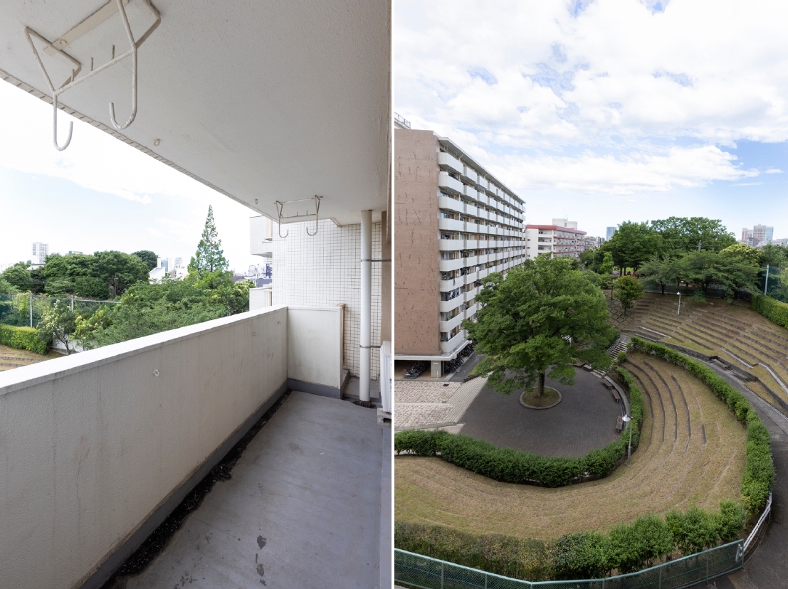 上高田4丁目団地1号棟のバルコニー、景色